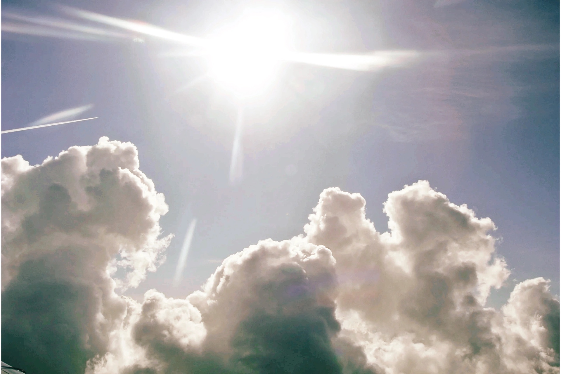Sunlight breaking through the clouds